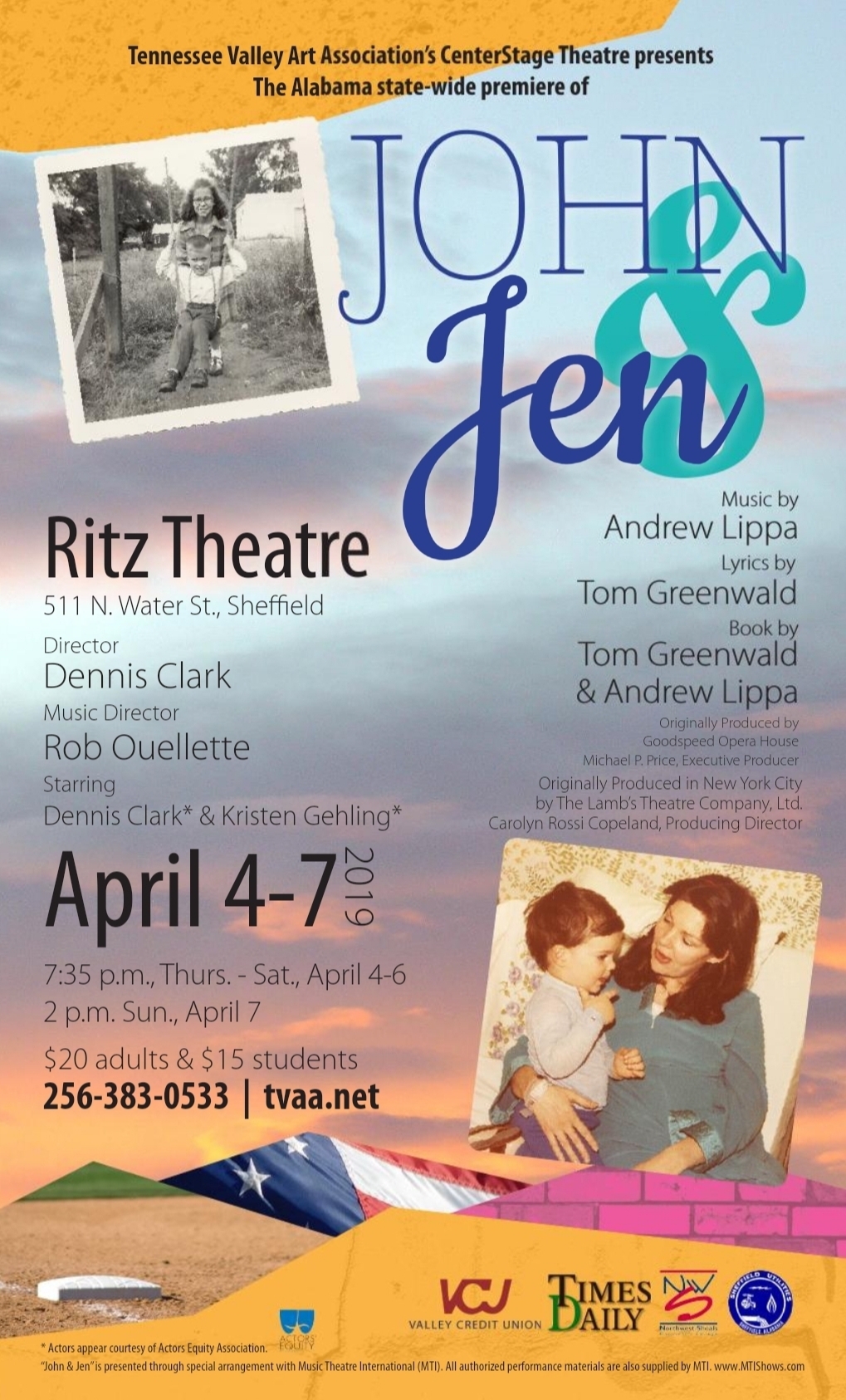 'John and Jen' Musical Opens Ritz Theatre 2019 Season Starring Dennis Clark and Kristen Gehling Image