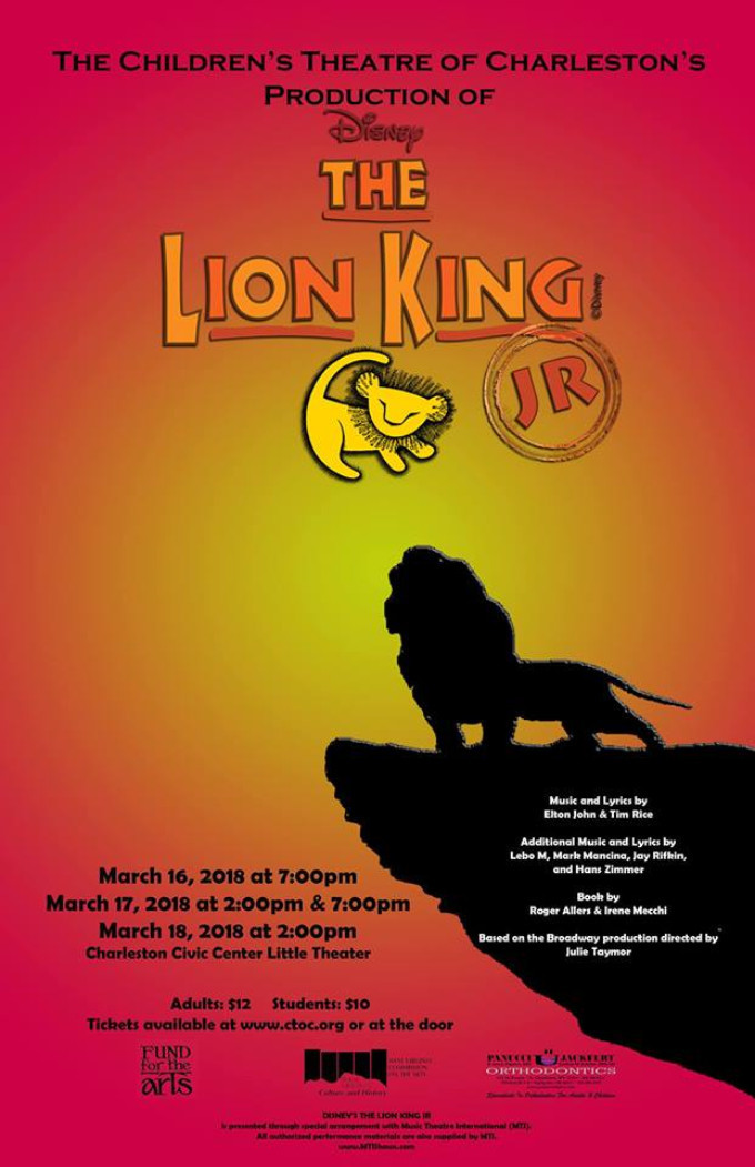 Feature: THE LION KING JR Performed by the CHILDREN'S THEATRE OF CHARLESTON at the CHARLESTON CIVIC CENTER LITTLE THEATRE 