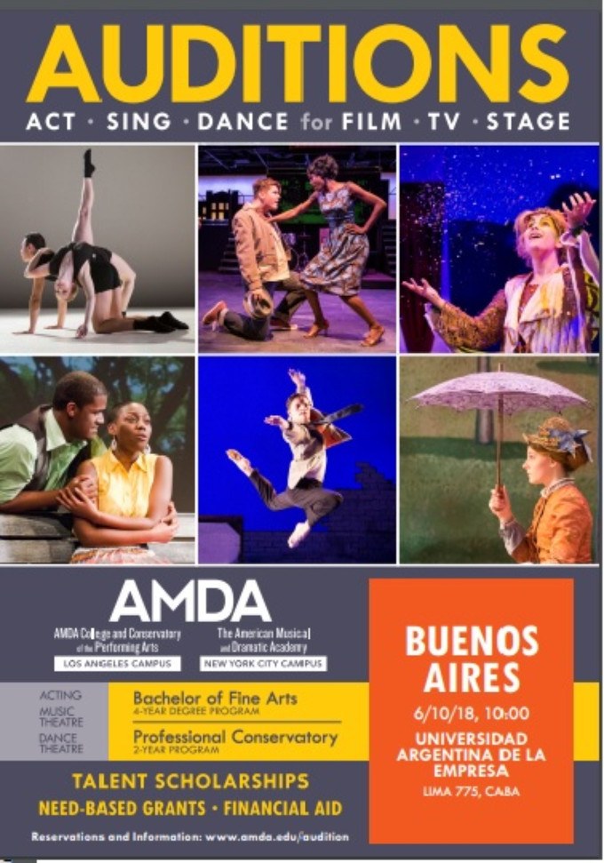 AMDA SCHOLARSHIP AUDITIONS In Buenos Aires, October 6th 