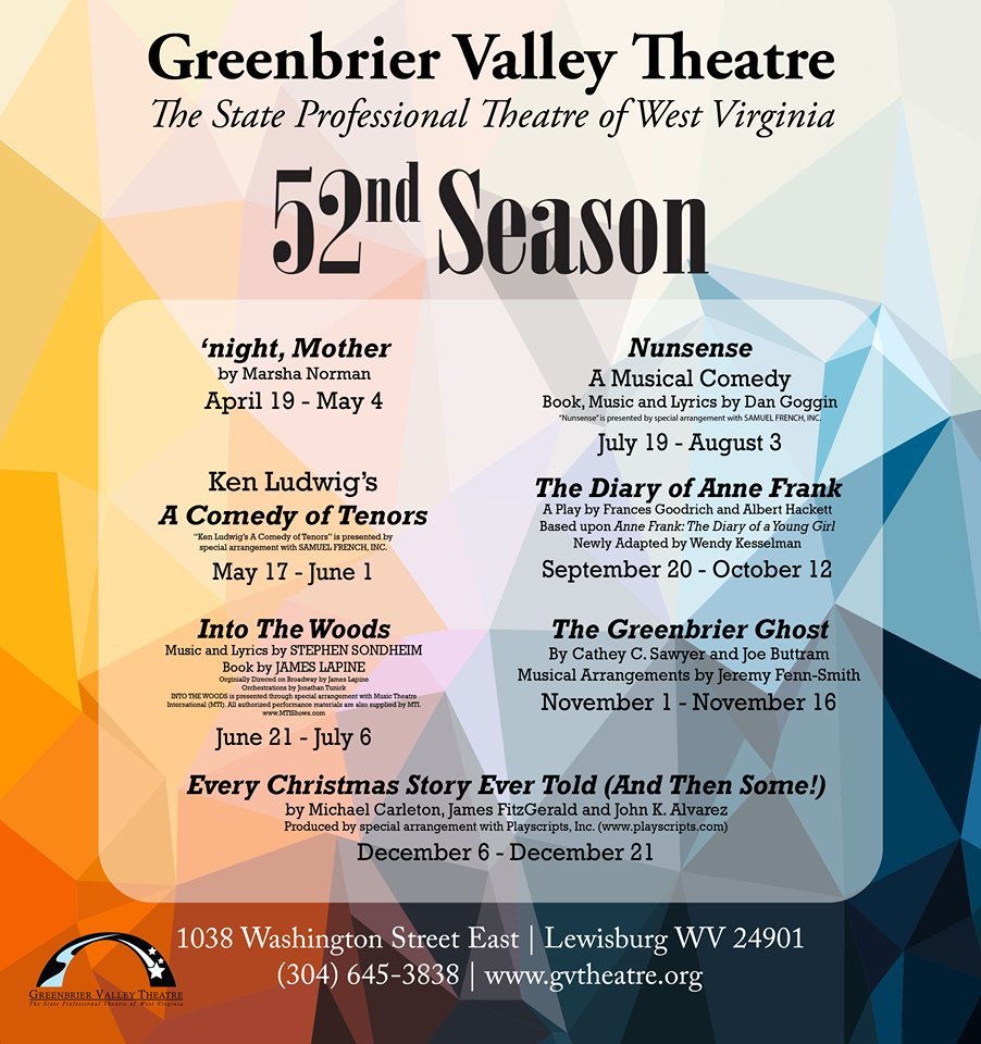 GREENBRIER VALLEY THEATRE Announces Their 2019 Season! 
