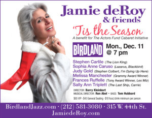 Frances Ruffelle and More Set for Jamie deRoy's 'TIS THE SEASON Actors Fund Benefit at Birdland Image