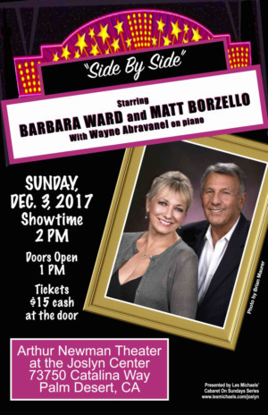 Barbara Ward and Matt Borzello to Perform SIDE BY SIDE, 12/3 