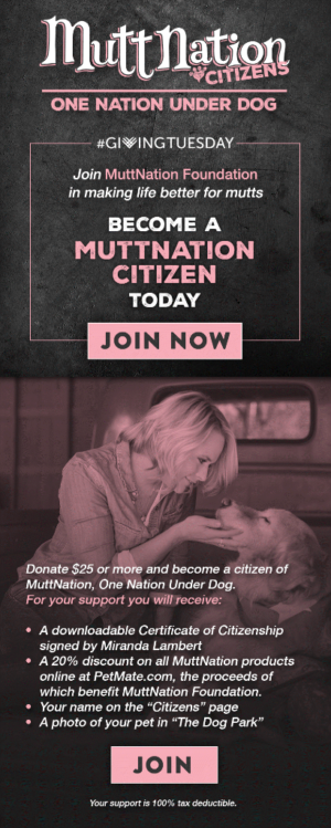 Miranda Lambert Invites Fans And Animal Lovers To Become Citizens Of MuttNation 
