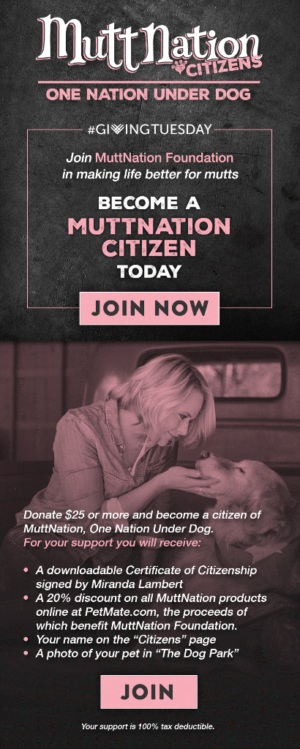 Miranda Lambert Invites Fans And Animal Lovers To Become Citizens Of MuttNation Image