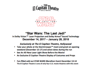 STAR WARS: THE LAST JEDI Comes to El Capitan, 12/14 - 1/28 