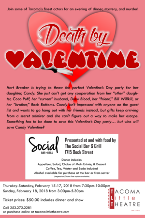 Tacoma Little Theatre Presents DEATH BY VALENTINE - A Murder Mystery Dinner 