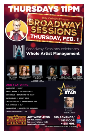 BROADWAY SESSIONS Celebrates Whole Artist Management, 2/1 Image