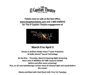 Disney's A WRINKLE IN TIME Comes to El Capitan, 3/9 - 4/3 
