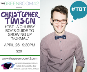 Christopher Timson Brings Show To The Green Room 42, 4/26 