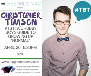 Christopher Timson Brings Show To The Green Room 42, 4/26 Image