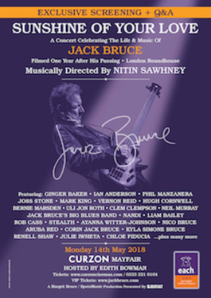 Jack Bruce's SUNSHINE OF YOUR LOVE to Screen at Curzon Mayfair Image