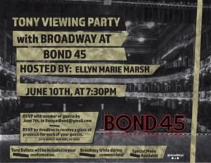 Bond 45 to Host Tony Viewing Party Hosted by Ellyn Marie Marsh 