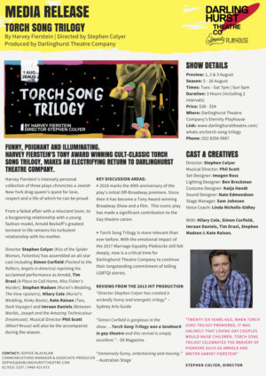 Darlinghurst Theatre Company Presents TORCH SONG TRILOGY 