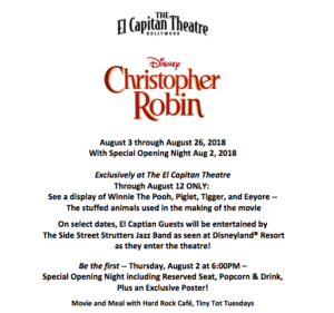 Disney's CHRISTOPHER ROBIN Comes to El Capitan Theatre, Today 