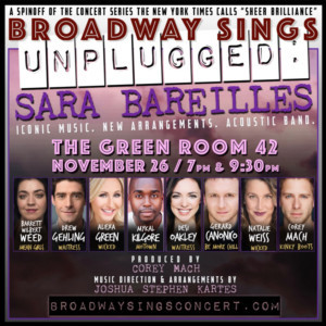 Drew Gehling, Barrett Wilbert Weed, and More to Feature in BROADWAY SINGS SARA BAREILLES: UNPLUGGED 