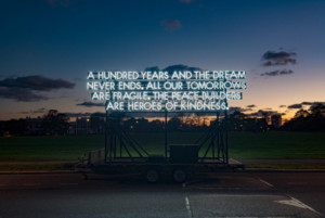 Emergency Exit Arts And Robert Montgomery Bring Peace Poem To London As Part Of Paper Peace Image