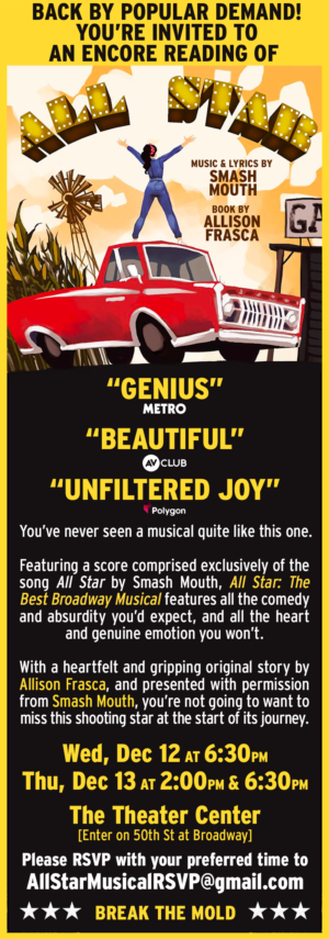 New Musical Based On The Song 'All Star' By Smash Mouth To Have Encore Readings Image