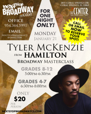 Coral Springs Center For The Arts To Host Broadway Masterclass With Tyler McKenzie From HAMILTON Image