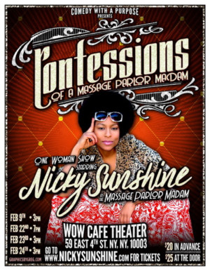 Nicky Sunshine Announces Run Of CONFESSIONS OF A MASSAGE PARLOR MADAM For Black History Month 