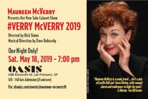 #VERRY MCVERRY 2019 - Maureen McVerry's New Solo Cabaret Show Comes to Oasis  Image