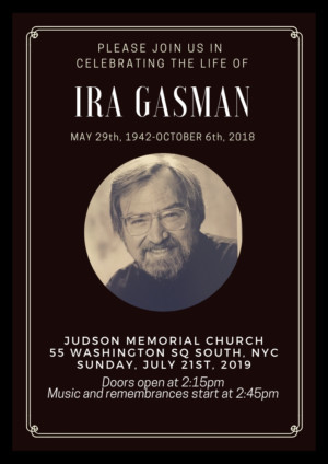 Memorial Will Be Held For Ira Gasman This Summer 