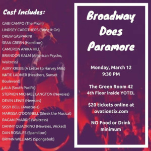 The Green Room 42 Presents 'Broadway Does Paramore' 
