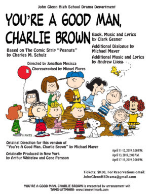 YOU'RE A GOOD MAN, CHARLIE BROWN is in the Round at John Glenn High School 