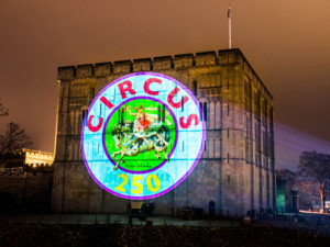 Norwich Castle Lit Up To Launch Circus250 