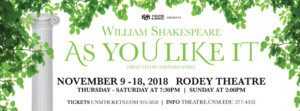 AS YOU LIKE IT By William Shakespeare Comes to UNM 