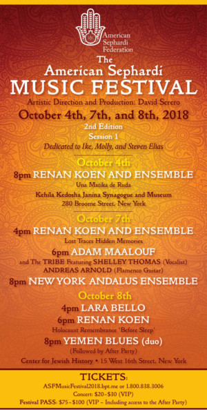 2nd Edition Of The American Sephardi Music Festival (Session) Opens On October 4-8 