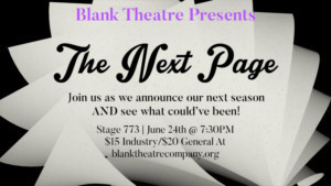 Blank Theatre Company Announces Performers For 'The Next Page'  Fundraiser 