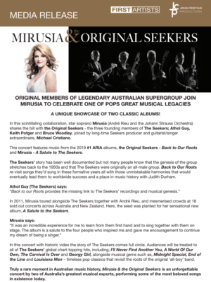 Original Members Of Legendary Australian Supergroup Join Mirusia To Celebrate One Of Pops Great Musical Legacies 