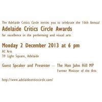 SHORTLIST ANNOUNCED FOR 2013 ADELAIDE CRITICS CIRCLE AWARDS
