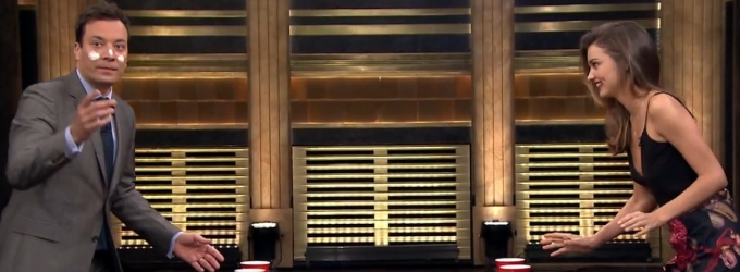 VIDEO: Miranda Kerr & Jimmy Play 'Flip Cup' Drinking Game on TONIGHT SHOW Video
