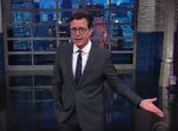 VIDEO: Stephen Colbert Weighs In On 'Brangelina' & Takes Trump's Debate Survey Video