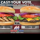 Vote for Clinton Chicken or Donald Beef at Participating Red Hot & Blue Restaurants–N
