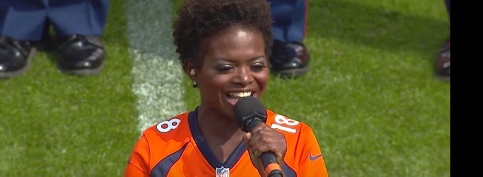 STAGE TUBE: Behind the Scenes - IF/THEN's LaChanze Sings National Anthem at Broncos… Video
