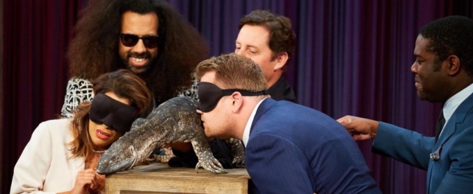 VIDEO: James Corden & Eva Longoria Nuzzle a Giant Lizard & More on LATE LATE SHOW Video