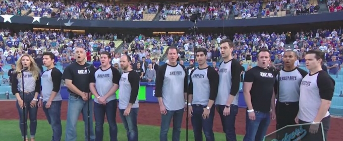 VIDEO: Cast of JERSEY BOYS Sing National Anthem at Dodgers Game Video