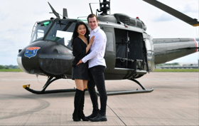 Flying Visit! Stars of MISS SAIGON Enjoy Up-Close Encounter with Vietnam Veteran 'Huey' Helicopter Image