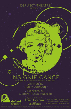 Defunkt Theatre Presents INSIGNIFICANCE by Terry Johnson Image