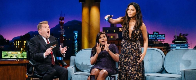 VIDEO: Olivia Munn Gifts Mindy Kaling a Stun Blaster on LATE LATE SHOW Video