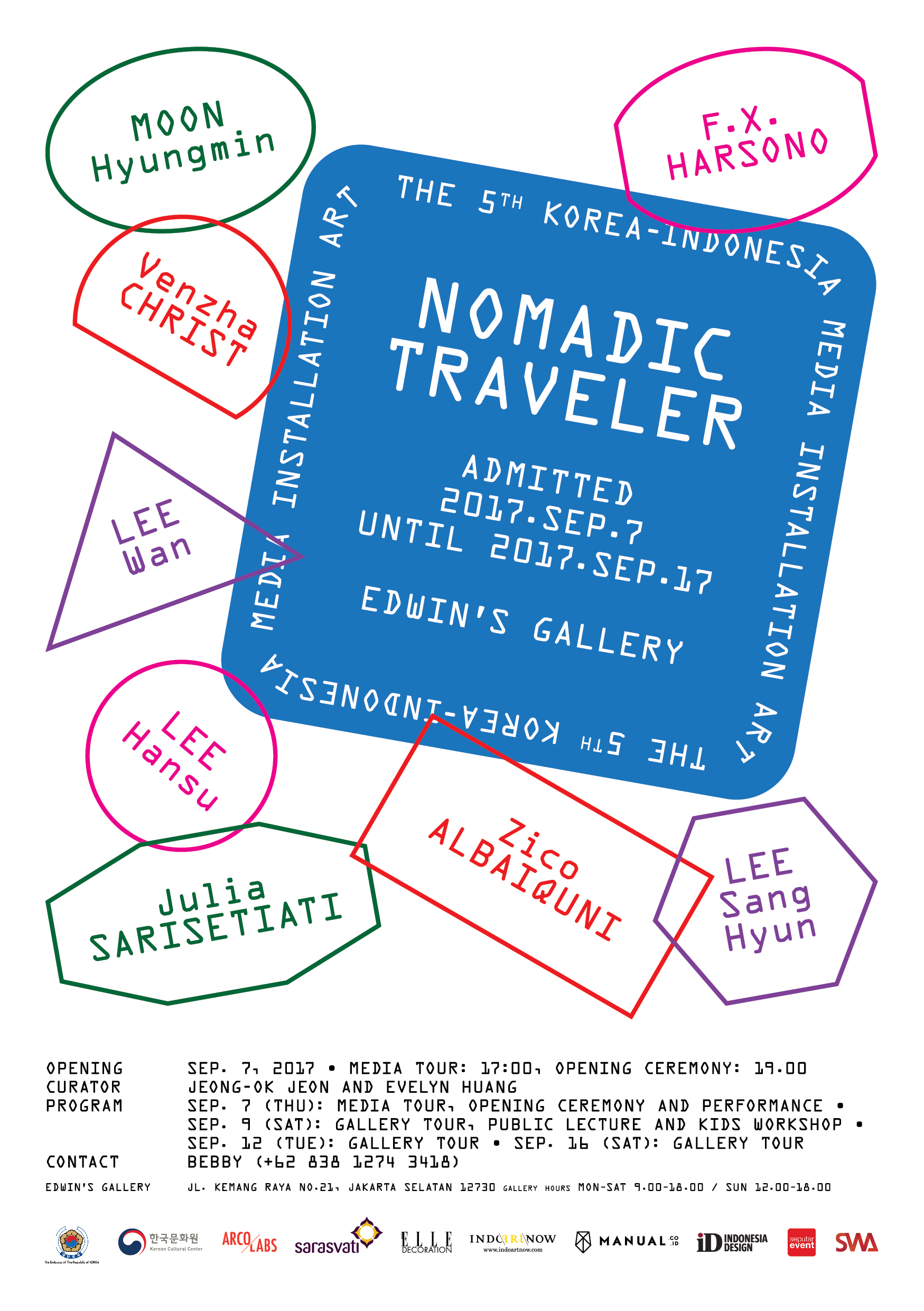 NOMADIC TRAVELER, the 5th Korea-Indonesia Media Installation Art Exhibition at Edwin's Gallery 7 – 17 September 2017. Image