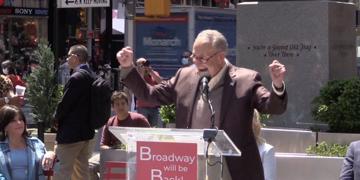 VIDEO: Senator Chuck Schumer & More Celebrate Broadway's Return in Times Square