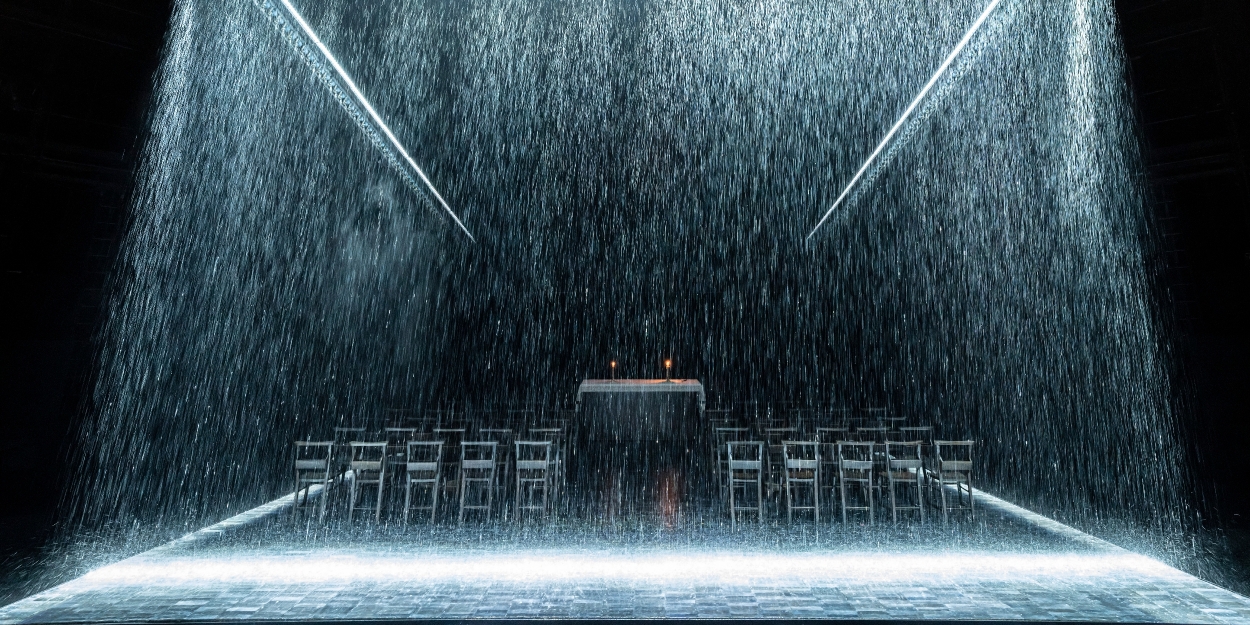 The Crucible set design by Es Devlin features cyclical rain installation