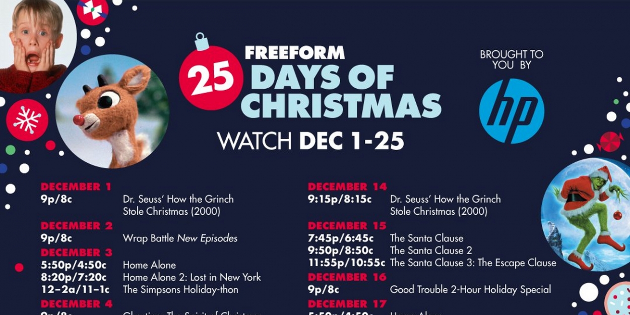 Freeform Announces the 25 DAYS OF CHRISTMAS Lineup