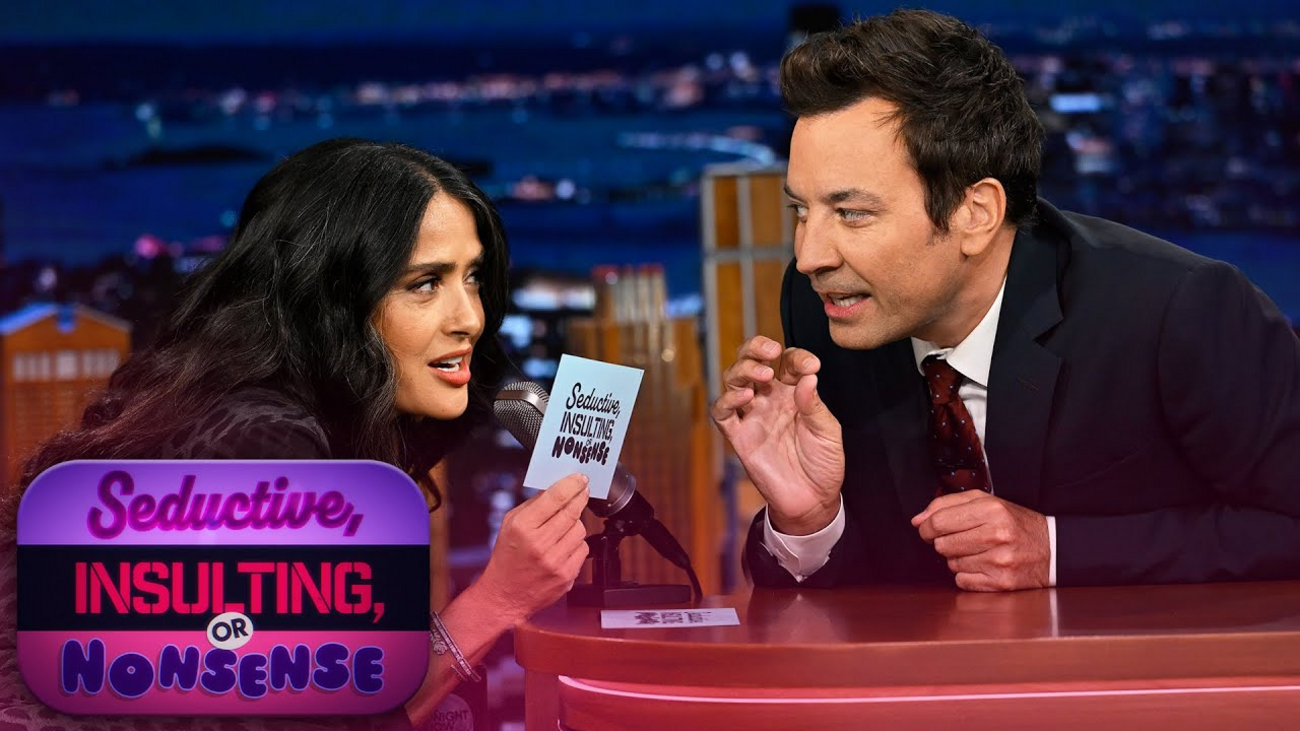 Salma Hayek Pinault Tests Jimmy Fallon's Spanish in Seductive, Insulting or Nonsense  Photo