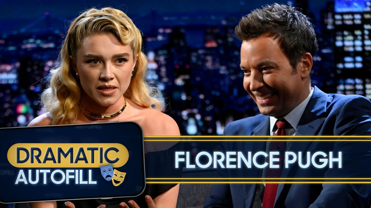 Florence Pugh Turns Phone Autofill Suggestions Into a Dramatic Monologue With Jimmy Fallon