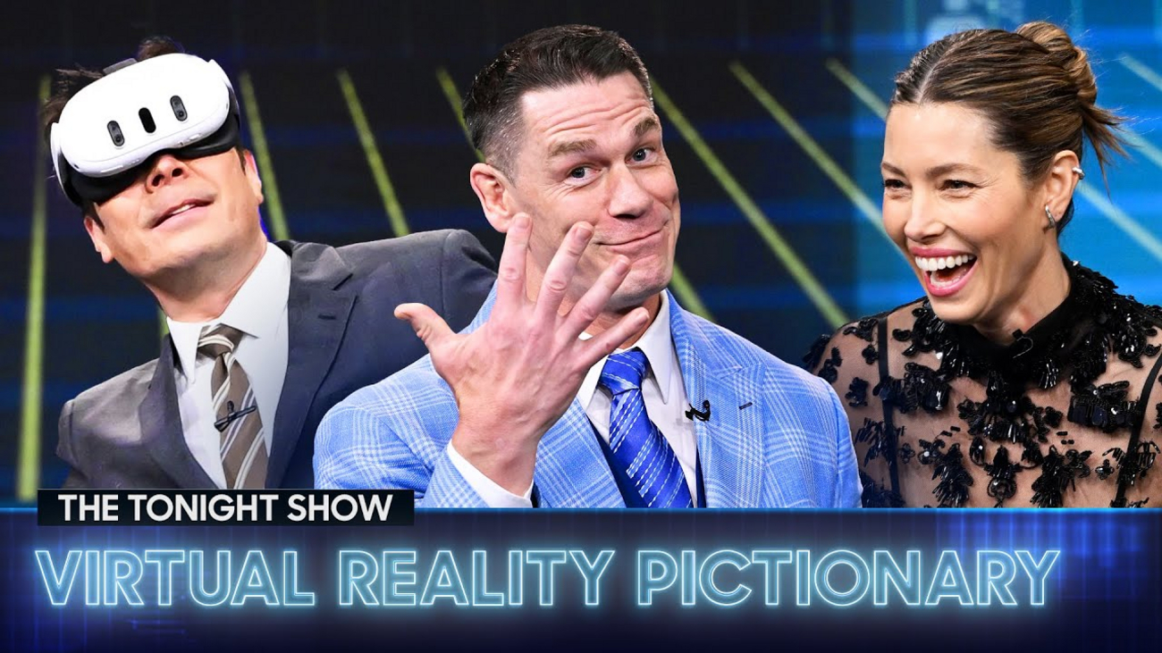 John Cena and Jessica Biel Face Off in Virtual Reality Pictionary Video