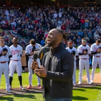 Photos: HAMILTON Star D. Jerome Sings Sings The National Anthem at Minnesota Twins' H Photo